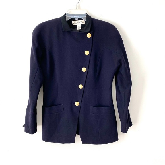 Christian Dior Vintage Military Gold Button Blazer